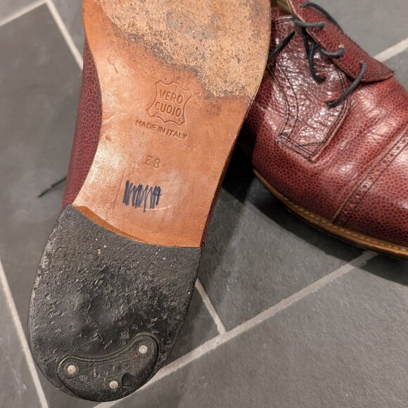 Vero Cuoio "Made in Italy" Burgundy Brown Leather Oxford Brogues - Women's sz 7 - Picture 6 of 9